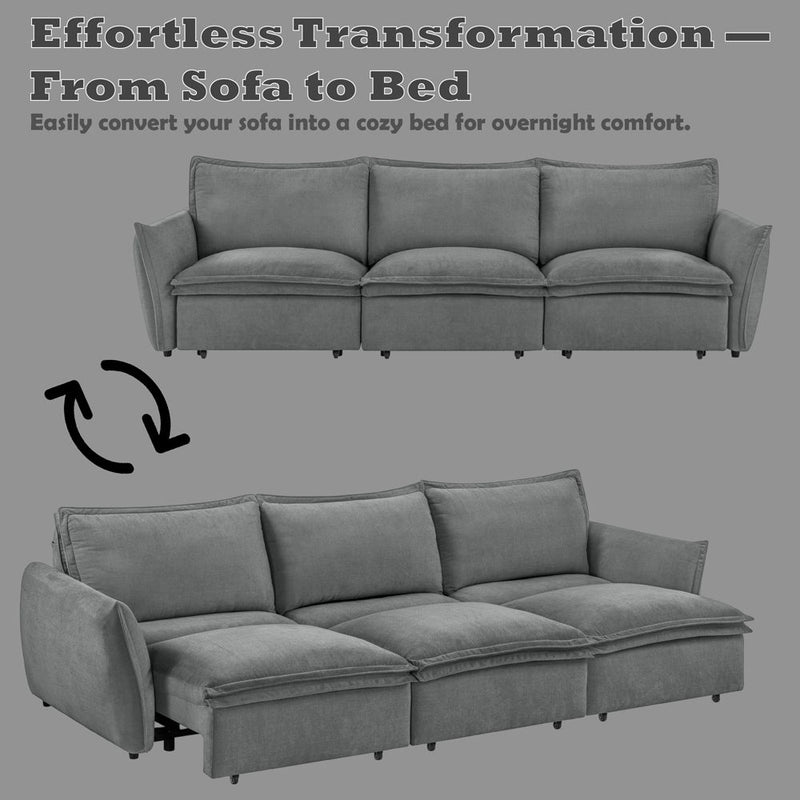 Eaden - Power Sofa With Sleeper - Gray Chenille - R&R Furniture Gallery (Fountain Valley, CA)