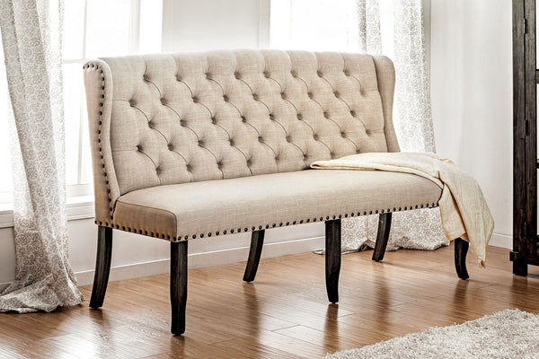 Sania - 3-Seater Loveseat Bench, Beige
