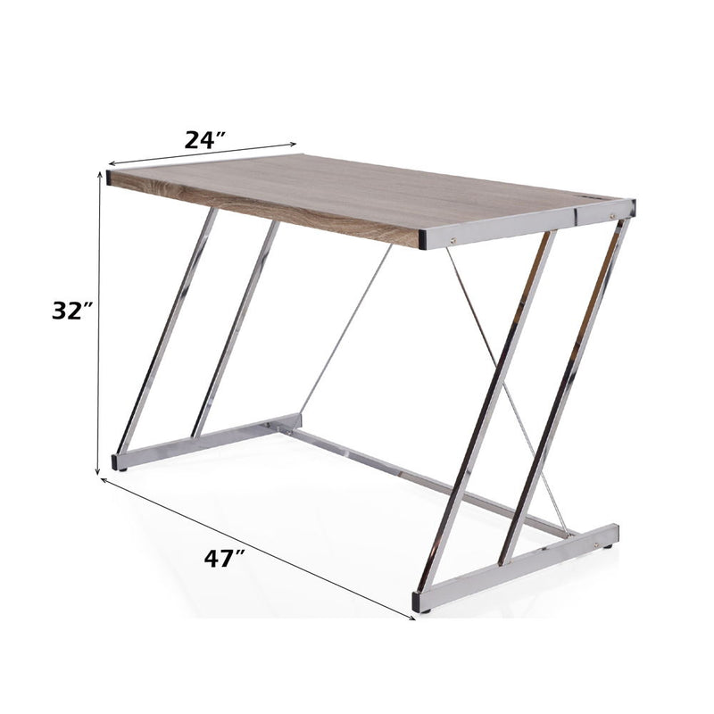 Finis - Writing Desk With USB - Weathered Oak & Chrome - R&R Furniture Gallery (Fountain Valley, CA)