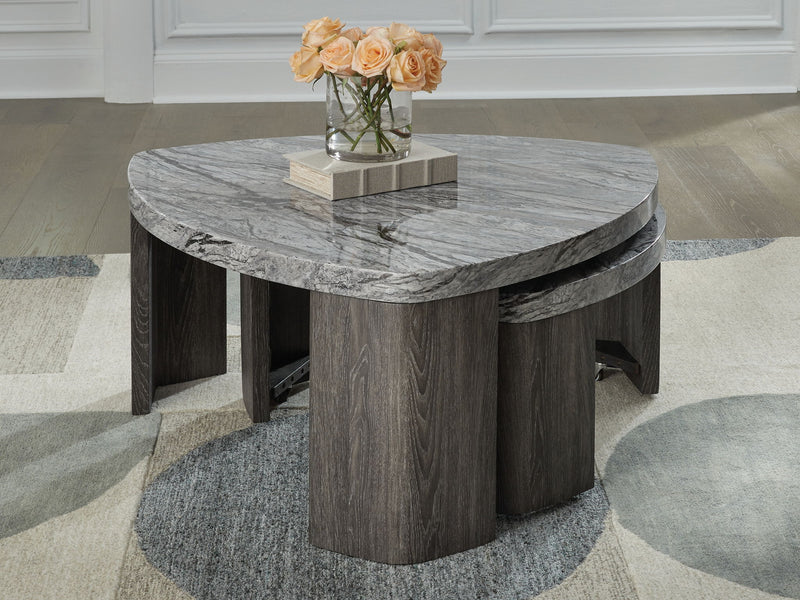 Surmour - Stacked Cocktail Table - Gray / Brown - R&R Furniture Gallery (Fountain Valley, CA)