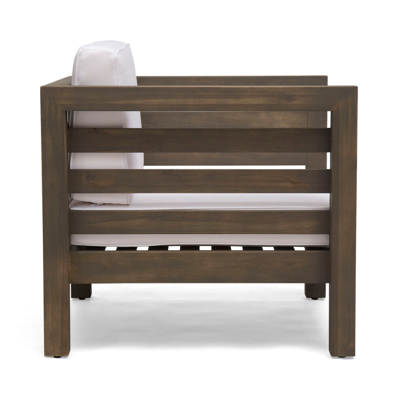 Outdoor Acacia Wood Patio Chair With Fabric Cushion - R&R Furniture Gallery (Fountain Valley, CA)