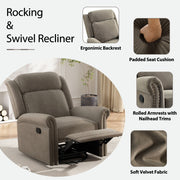 360 Degrees Swivel Recliner Manual Rocking Recliner Home With Adjustable Backrest - R&R Furniture Gallery (Fountain Valley, CA)