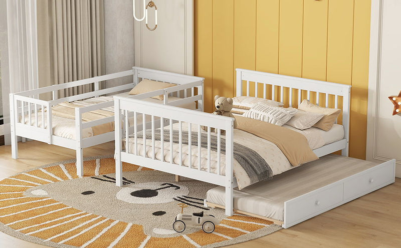 Bunk Bed With Twin Size Trundle, Storage And Guard Rail For Bedroom - R&R Furniture Gallery (Fountain Valley, CA)