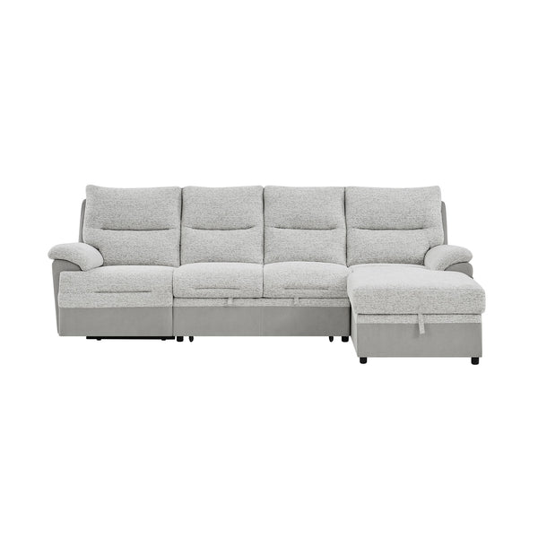 Sectional Sofa With Power Recline, USB Charging, And Storage Chaise - Gray