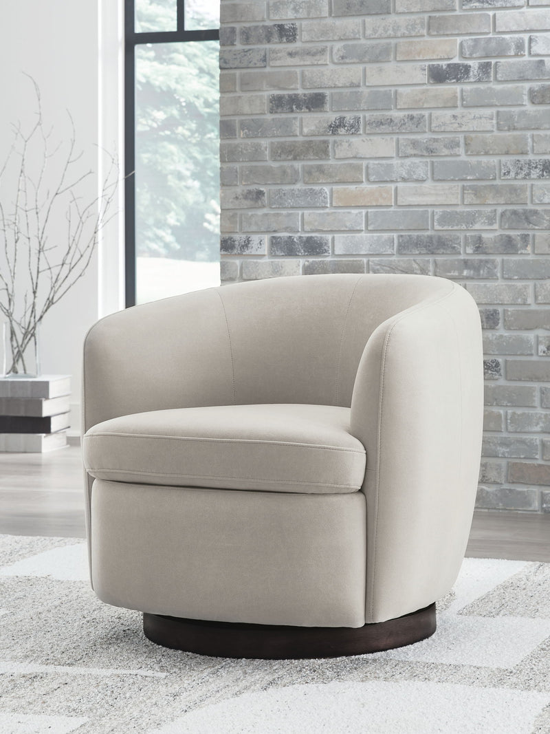 Annbury - Swivel Accent Chair - Light Beige - R&R Furniture Gallery (Fountain Valley, CA)