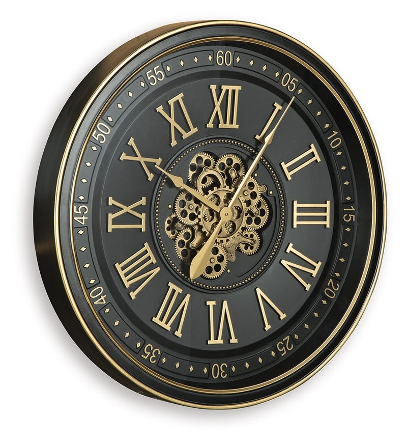 Dairton - Wall Clock - Black / Gold Finish - R&R Furniture Gallery (Fountain Valley, CA)