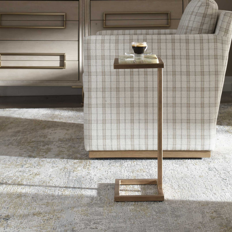Gamora - Marble Drink Table - Gold / Green