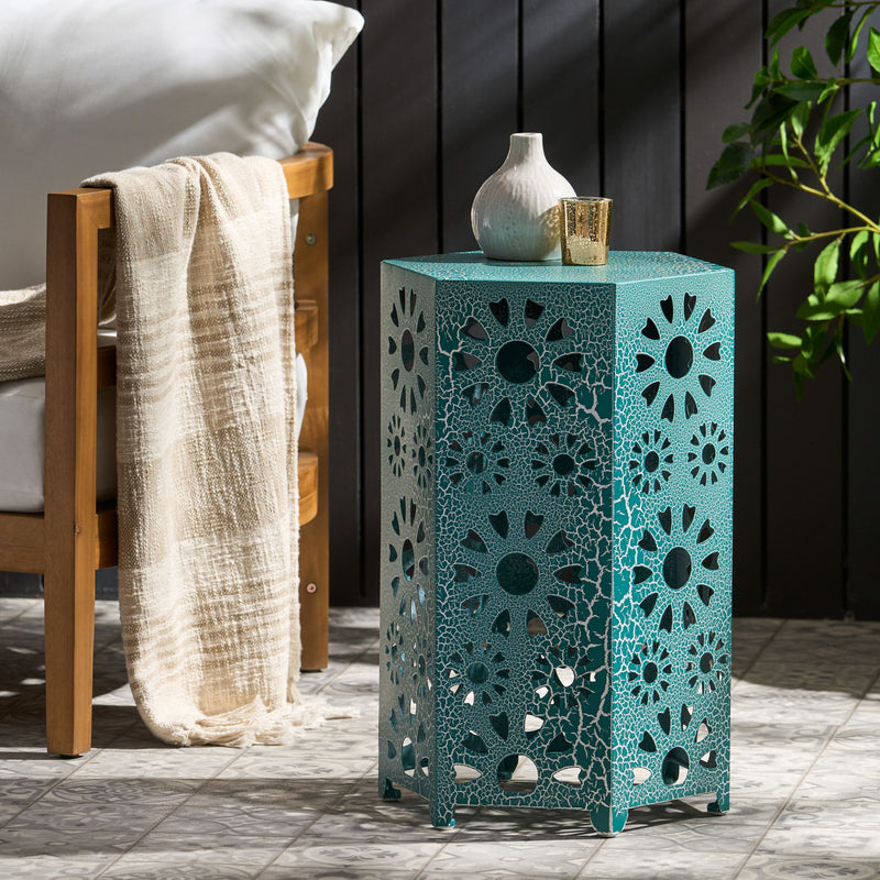Galore - Side Table With Sunburst Cut Out Design - R&R Furniture Gallery (Fountain Valley, CA)