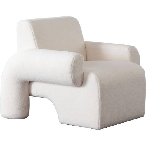 Noa Accent Chair in Ivory Sherpa Fabric