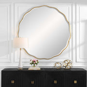 Uttermost Aneta round wall mirror with a sleek frame, perfect for modern home decor and interior design accents.