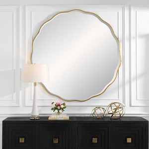 Uttermost Aneta round wall mirror with a sleek frame, perfect for modern home decor and interior design accents.