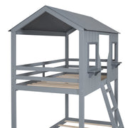 Twin Over Twin Bunk Bed With Roof, Window, Guardrail, Ladder - R&R Furniture Gallery (Fountain Valley, CA)