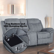 Zubaida - Loveseat w/USB Dock & Console (Glider & Motion) - R&R Furniture Gallery (Fountain Valley, CA)
