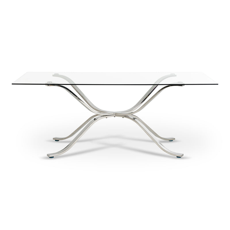 Adderley Modern Stainless Steel w/ Glass Top Dining Table — view 5