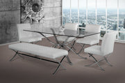 Adderley Modern Stainless Steel w/ Glass Top Dining Table — view 4