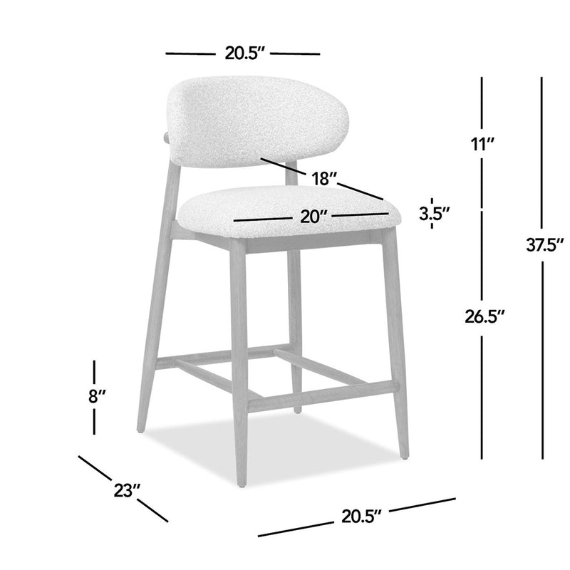 Locke - Modern Upholstered Counter Stool With Frame - Salt / Pepper - R&R Furniture Gallery (Fountain Valley, CA)