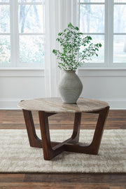 Tanidore - Round Cocktail Table - Warm Brown - R&R Furniture Gallery (Fountain Valley, CA)
