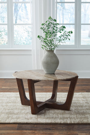 Tanidore - Round Cocktail Table - Warm Brown - R&R Furniture Gallery (Fountain Valley, CA)