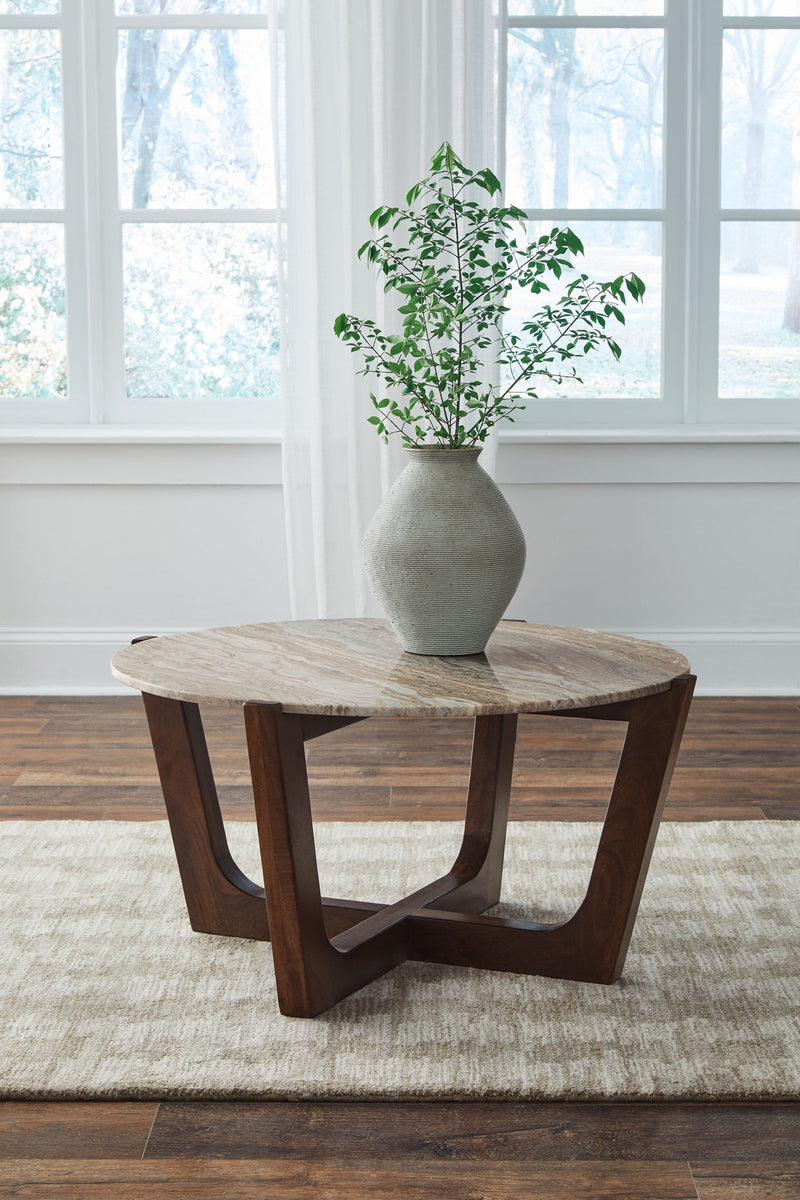 Tanidore - Round Cocktail Table - Warm Brown - R&R Furniture Gallery (Fountain Valley, CA)
