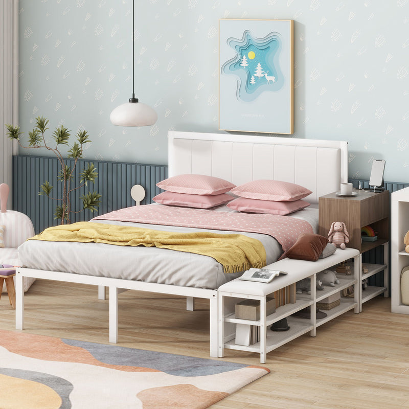 Platform Bed With 2 Tier Storage Shelves, Storage Cabinet - R&R Furniture Gallery (Fountain Valley, CA)