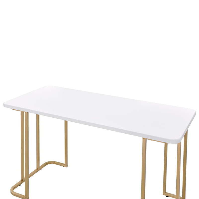 Estie - Writing Desk (Same Ac00902) - White & Gold - R&R Furniture Gallery (Fountain Valley, CA)