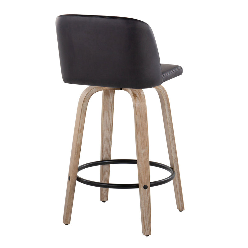 Toriano - Contemporary Fixed-Height Counter Stool & Swivel With Round Footrest (Set of 2) - R&R Furniture Gallery (Fountain Valley, CA)