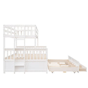 DreamHaus bunk bed with twin size trundle and drawers, featuring a sturdy frame and space-saving design for kids' bedroom.