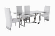 Adelaide Modern Stainless Steel & Glass Dining Table — view 4