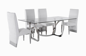 Adelaide Modern Stainless Steel & Glass Dining Table — view 4
