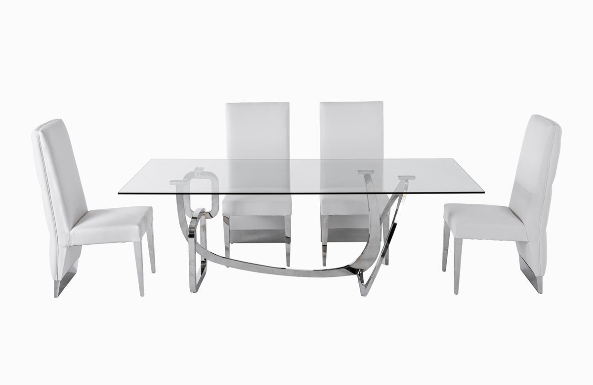 Adelaide Modern Stainless Steel & Glass Dining Table — view 5