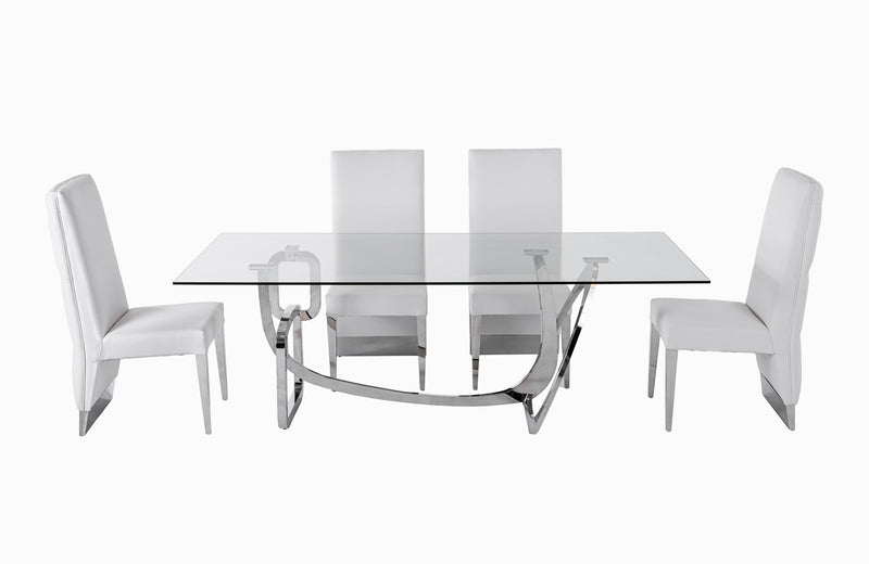 Adelaide Modern Stainless Steel & Glass Dining Table — view 5
