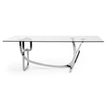 Adelaide Modern Stainless Steel & Glass Dining Table