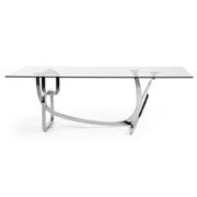 Adelaide Modern Stainless Steel & Glass Dining Table