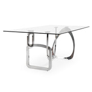 Adelaide Modern Stainless Steel & Glass Dining Table — view 2