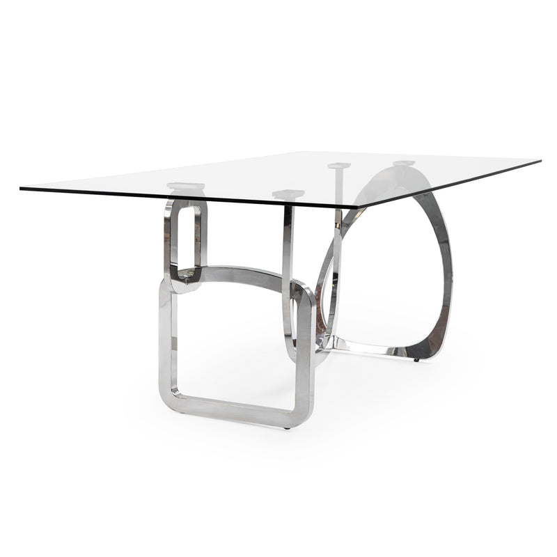 Adelaide Modern Stainless Steel & Glass Dining Table — view 2