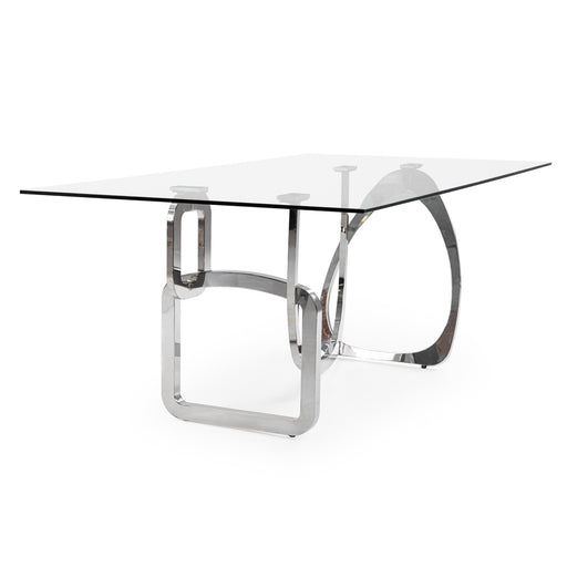 Adelaide Modern Stainless Steel & Glass Dining Table — view 2