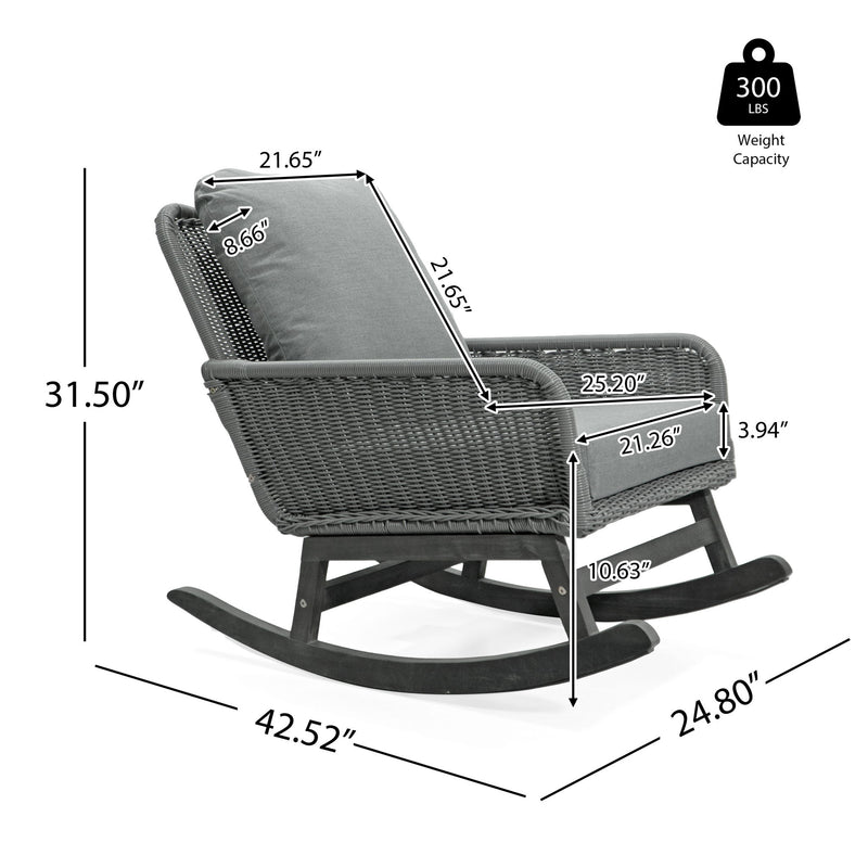 Contemporary Minimalist Wicker Rocking Chair With Soft Cushions And Durable Wooden Frame - R&R Furniture Gallery (Fountain Valley, CA)