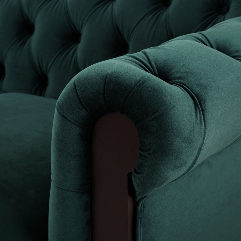 Chesterfield Loveseat Sofa, 2 Person Rolled Arm Upholstered Couch - R&R Furniture Gallery (Fountain Valley, CA)