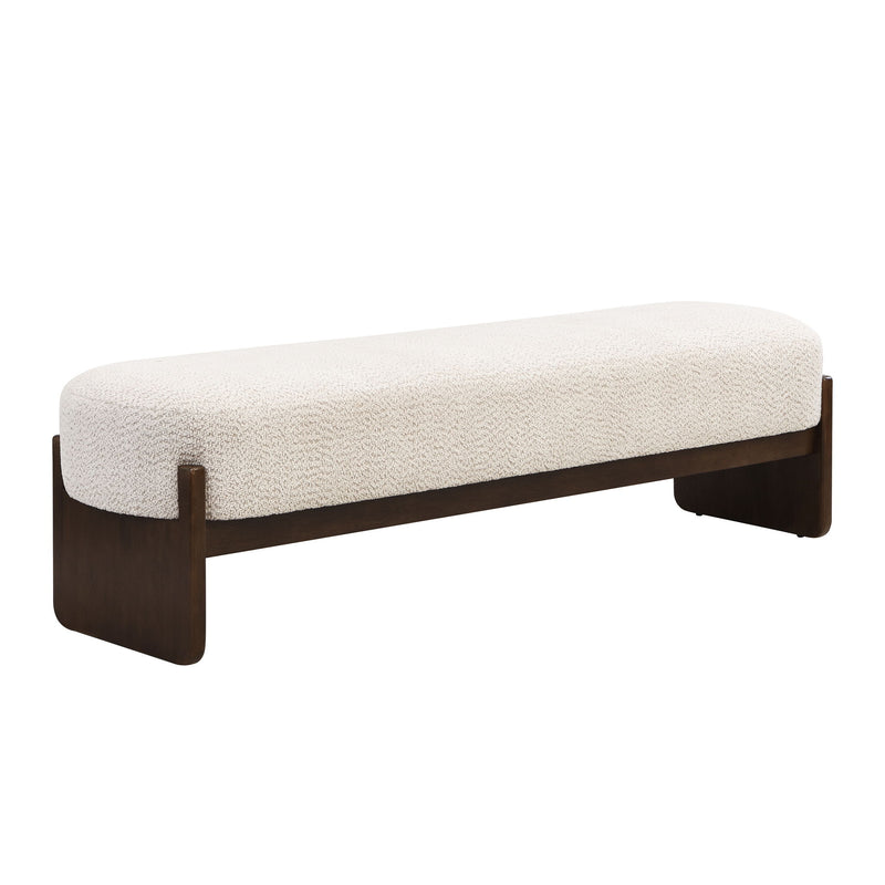 Noble House Loop Yarn Ottoman bench with woven loop design in neutral tones, versatile for living room or entryway decor.
