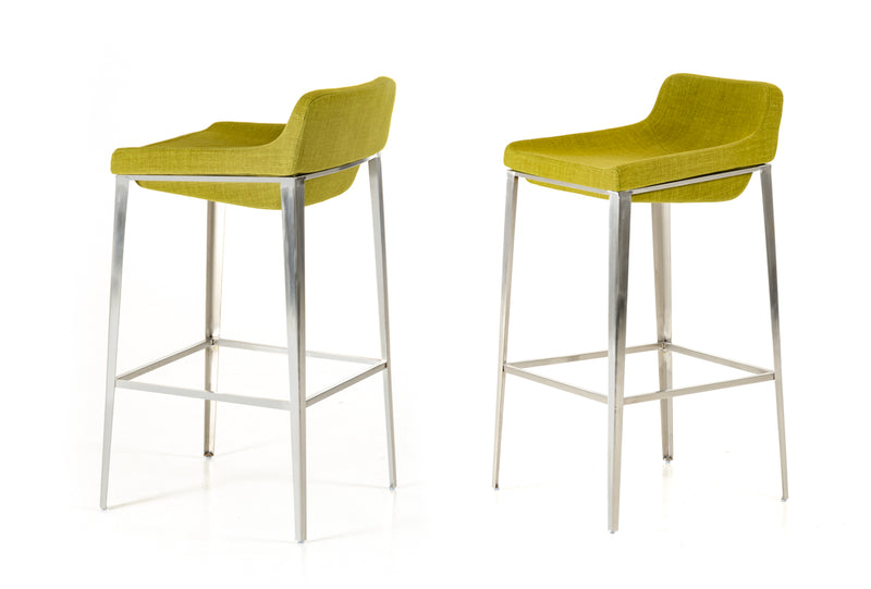 Adhil Mid-Century Green Fabric Bar Stool — view 3