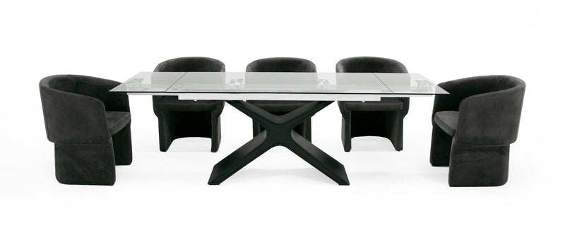 Adler - Modern Black Glass Extendable 63"/94.5" Dining Table — view 2