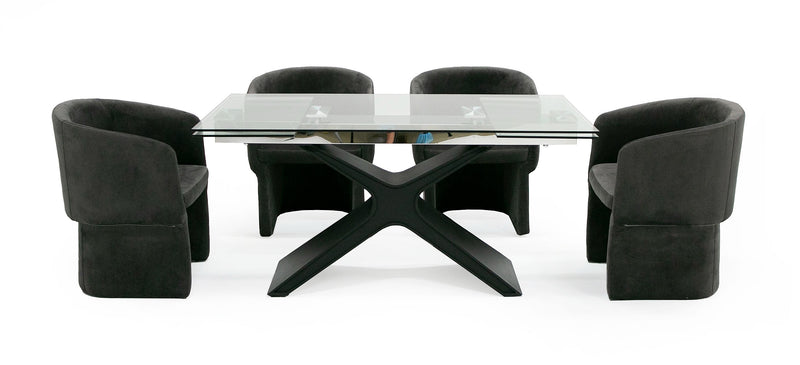 Adler - Modern Black Glass Extendable 63"/94.5" Dining Table — view 3