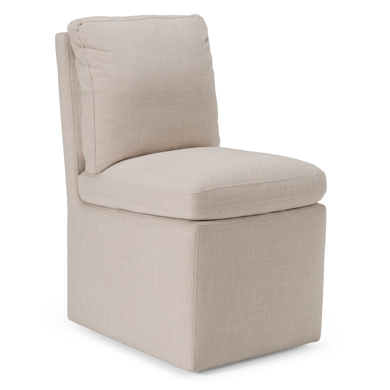Adrian - Modern Beige Fabric Dining Chair w/ Castor Wheels — view 2