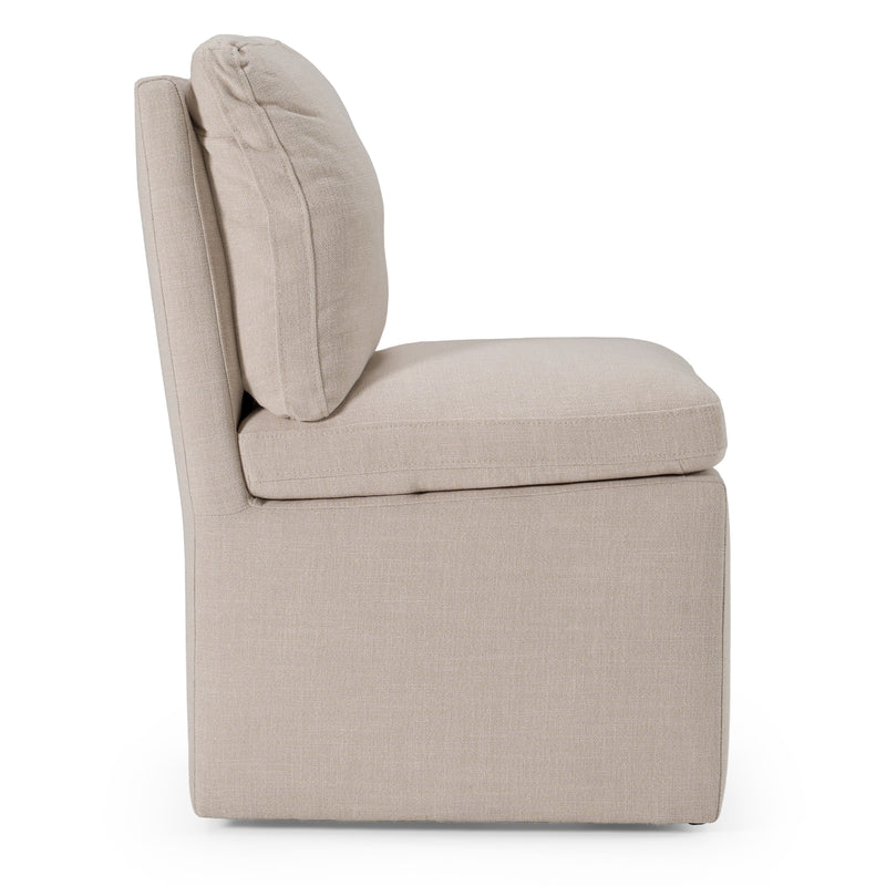 Adrian - Modern Beige Fabric Dining Chair w/ Castor Wheels — view 3