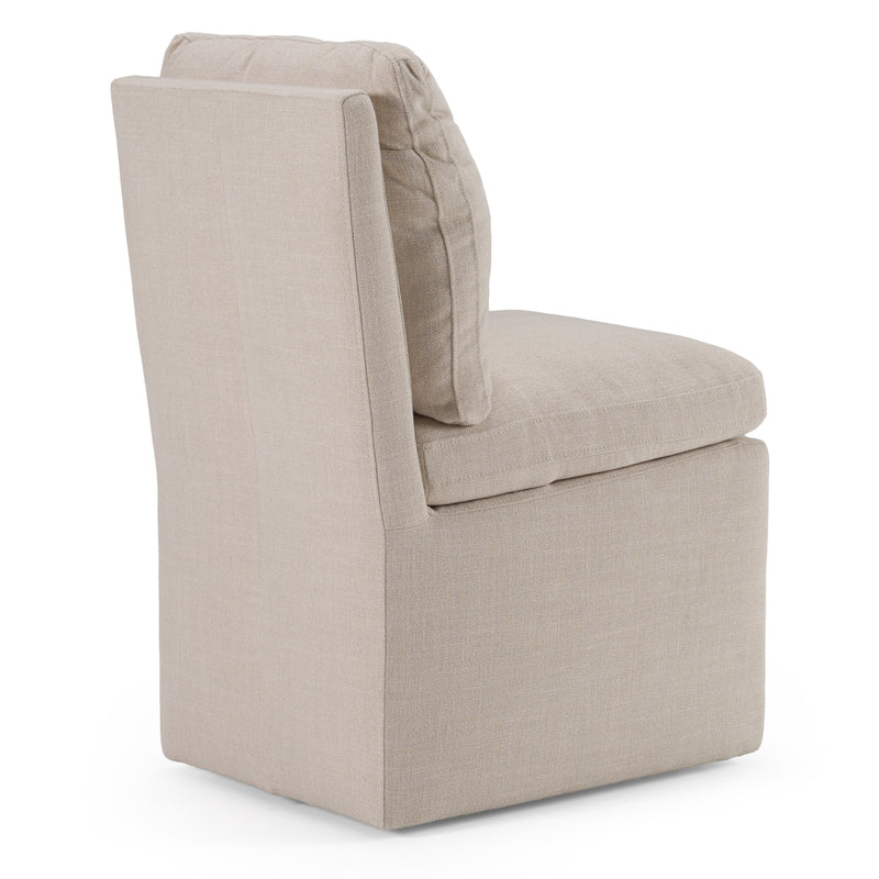Adrian - Modern Beige Fabric Dining Chair w/ Castor Wheels — view 4