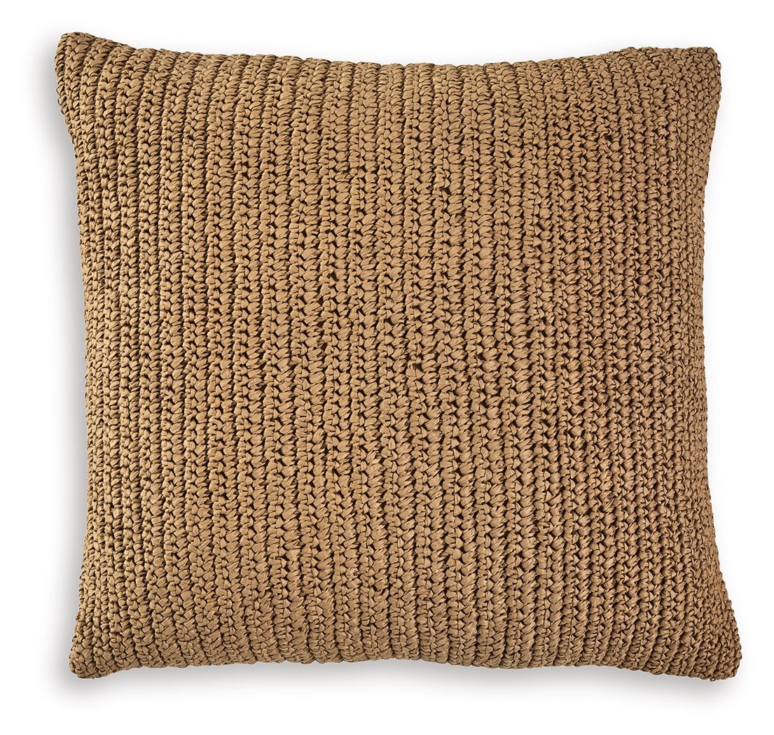 Signature Design by Ashley Habenvale throw pillow with textured fabric and decorative pattern, perfect for sofa or bed decor.