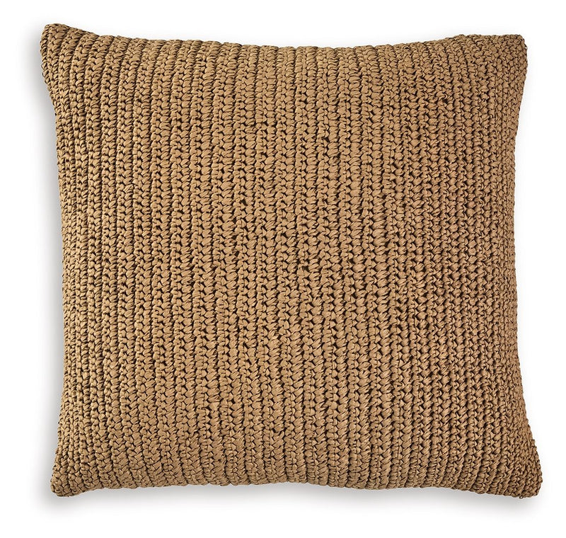 Signature Design by Ashley Habenvale throw pillow with textured fabric and decorative pattern, perfect for sofa or bed decor.