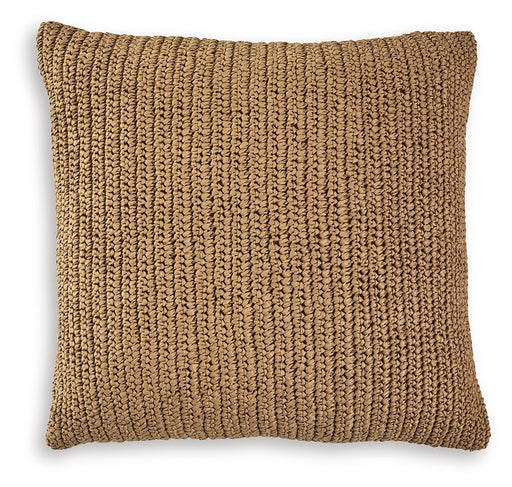 Signature Design by Ashley Habenvale throw pillow with textured fabric and decorative pattern, perfect for sofa or bed decor.