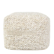 Ivory Sinclair accent pouf by Classic Home, soft fabric-covered round seating with plush cushioning for versatile decor.