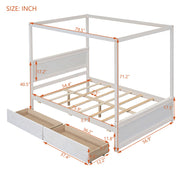 Canopy Platform Bed With Drawers, Support Slats, No Box Spring Needed - R&R Furniture Gallery (Fountain Valley, CA)